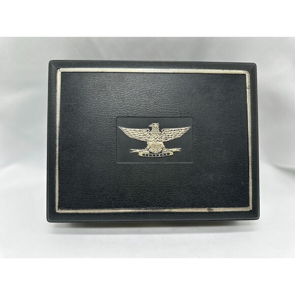 VINTAGE Mark IV Magnates Black Plastic Cigar Box w Gold Eagle Emblem  9.75”x7.5” - Picture 2 of 12